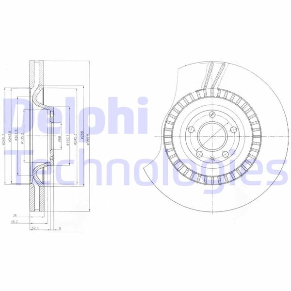 DELPHI BG9065C Fren Diski Tekli Paket - Boyali. Delikli Ön Audi S6 07/2006 >