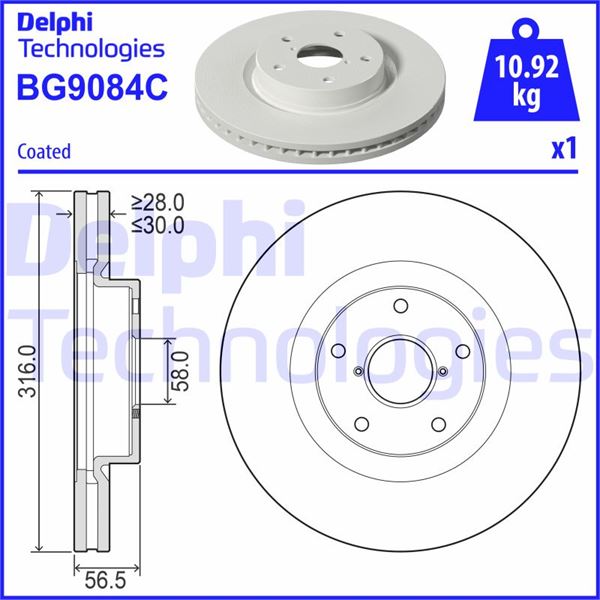 DELPHI BG9084C Fren Diski Tekli Paket - Boyali. Delikli Ön Subaru Legacy.Levorg.Outback.Wrx 09/2013>