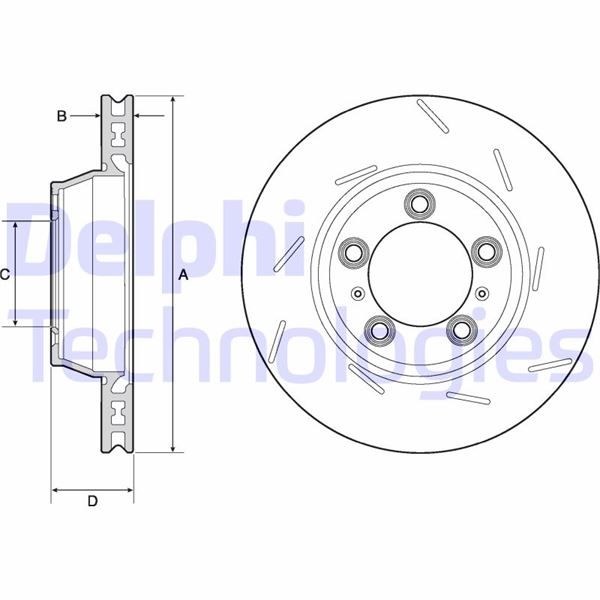 DELPHI BG9165C Fren Diski Tekli Paket - Boyali. Delikli Arka Porsche Panamera 09/2009 >