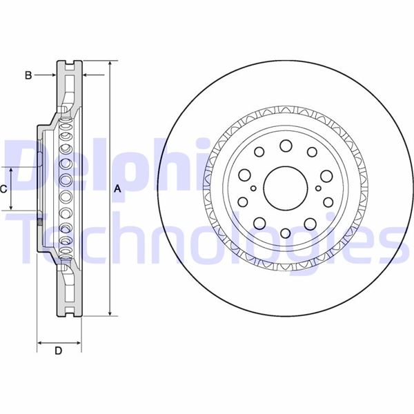 DELPHI BG9186C Fren Diski Tekli Paket - Boyali. Delikli Ön Lexus Ls460. Ls600h 08/2006 > 04/2010