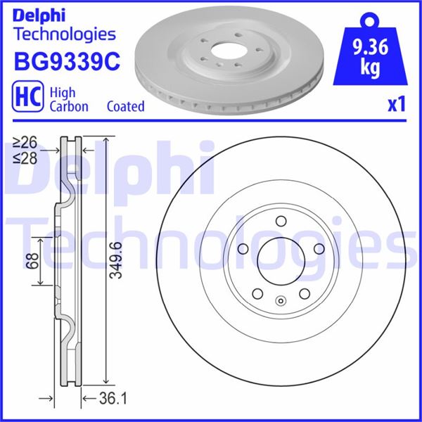 DELPHI BG9339C Fren Diski Tekli Paket - Boyali. Delikli Arka Audi A6 Allroad C8 4ah . A6 C8 4a2 . A6 C8 Avant 4a5 . A7 Sportback 4ka . A8 4n2. 4n8 . E-Tron Gen . E-Tron Sportback Gea . Q7 4mb. 4mg . Q8 4m