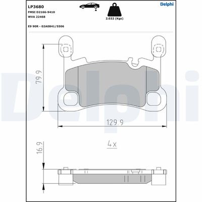 DELPHI LP3680 Fren Balatasi Arka Porsche Cayenne 18>