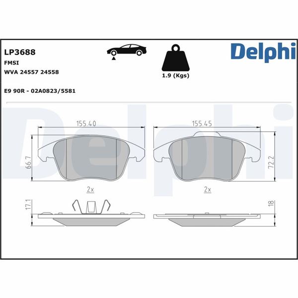 DELPHI LP3688 Fren Balatasi Citroen/Peugeot/Ds/Opel/Vauxhallcitroen C4 / C4lds Ds3 Crossbackds Ds5peugeot 207p