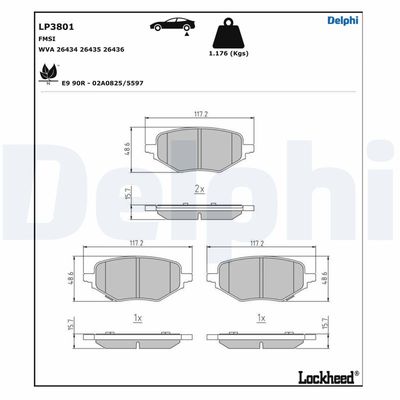 DELPHI LP3801 Arka Fren Balata Mg Zs Ev Csa7001 143hp 19->