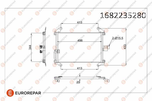 EUROREPAR 1682235280 Klima Kondenseri Ducato-Boxer-Jumper 94-06 506x349x22