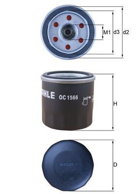 MAHLE OC1566 Yağ Filtresi Renault Megane Iii 09> Megane Iv 16> Dacia Duster 15> 1.6sce H4m Captur Ii 22> 1.6e-Te Ch