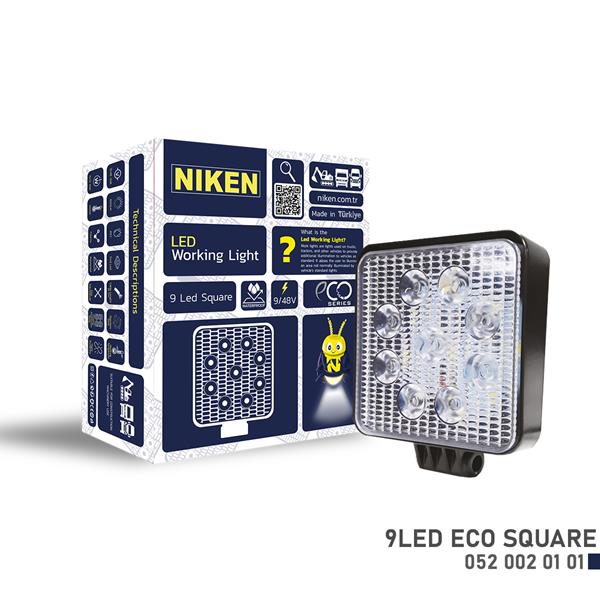 NIKEN 0520020101 Calisma Lambasi Eco 9 Ledli Kare