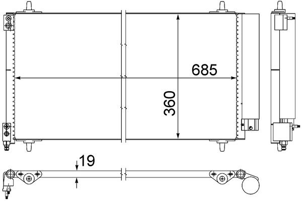 MAHLE AC592000S Klima Radyatörü Kondansatörü Peugeot P407 05>10 P607 04>11 Citroen C5 Iii 08>11 C6 06>12 2.2-2.7 H Di