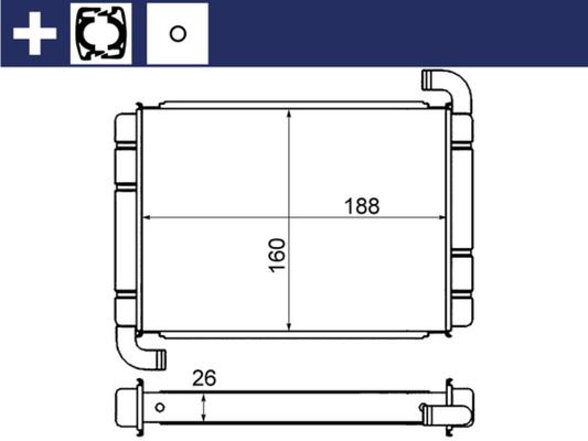 MAHLE AH9000S Kalorifer Radyatörü Corsa D 06> Corsa E 14> Adam 14> Mito-Doblo Iii-Linea-Fiorino-Pratico- Grande Punto 1.2-1.3-1.4 Borulu Tip