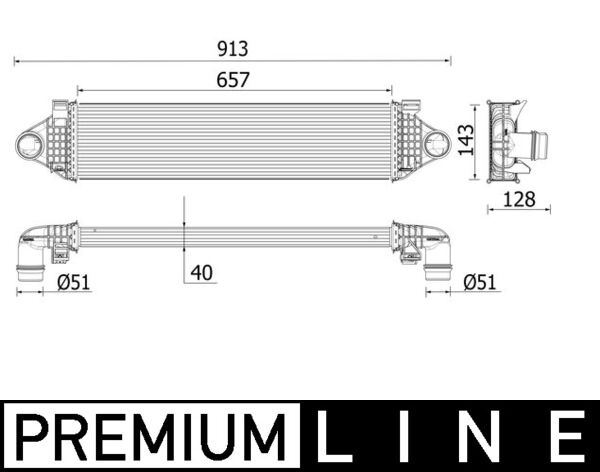 MAHLE CI551000P Turbo Radyatörü Intercooler Volvo S60 Ii 1.5 T3-2.0 D3 10>V40 D2-D3 12>V60 D3-T3 10>V70 D2-D3 15> X40 Brazing 655x157