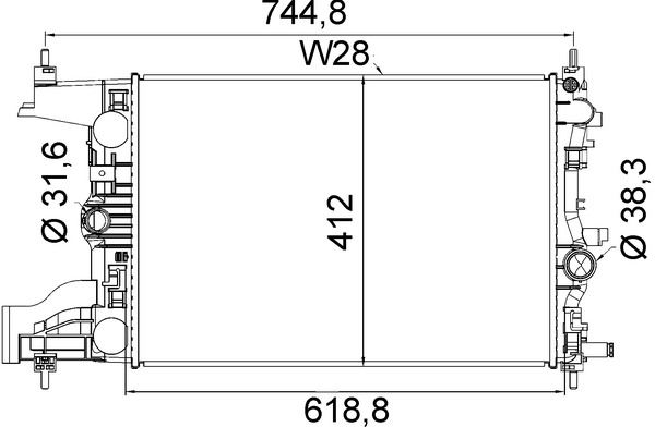 MAHLE CR2116000S Su Radyatörü Astra J 2010 > 2020 Manuel 580x398x26 1.4-1.6 A14nel-Net-B14nel-Net-D14nel-A16net