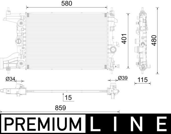 MAHLE CR2122000P Radyatör Astra J 09>1.6 Cruze 09>1.6-1.8 Oto Ac Klimasiz 580x382x18