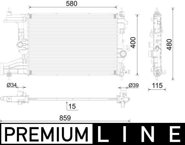 MAHLE CR2595000P Radyatör Premium Line Mekanik Astra J-Zafira Tourer C-Cruze 1.4-1.6 Al/Pl/Brz 580x398x16