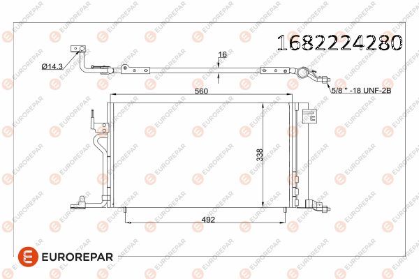 EUROREPAR 1682224280 Klima Radyatörü Kondenseri P306 Ii 97-01 Berlingo 97> Partner 97> Xsara 97-00 1.4-1.6-1.8 568 X341x16