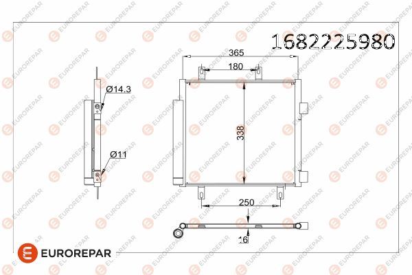 EUROREPAR 1682225980 Klima Radyatörü Kondenseri P107 05>14 1.0i 12v-1.4hdi 05> C1 1.0i 12v-1.4hdi 05>