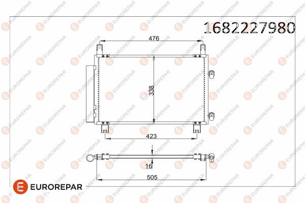 EUROREPAR 1682227980 Klima Radyatörü Kondenser Toyota Yaris 1.0l 1kr-Fe Ksp90 06-11 / 1.3l 2szfe Scp90 Vvti 06-11 / 1.3 3l 1nr-Fe Nsp90 06-11