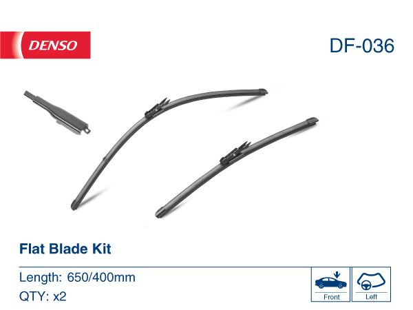 DENSO DF-036 Ön Silecek Süpürgesi Takimi Corsa D 06>14 Corsa E 14>19 Adam 12>19 P207 07>13 P208 12>19 P2008 13>19 Partner-Berlingo 08>18 C3 19> Focus 04>12 Fiesta 12>17 Punto 08> 650-380mm Muz Tipi