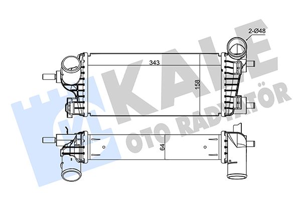 KALE 375615 Turbo Radyatörü Ford Focus-Cmax-Connect 11> 1.0 Ecoboost 1.0ecoboost Brazing 343x158x64 Cv619l440vd