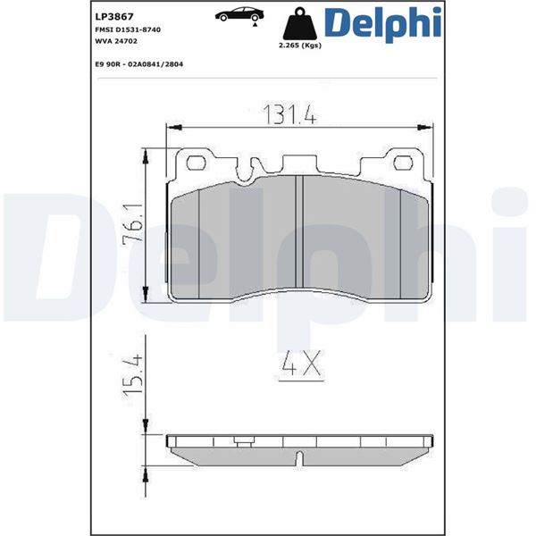 DELPHI LP3867 Fren Balatasi Mercedes-Benz Cls-Series-E-Series-Sls-Series