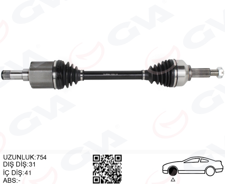 GVA 4435033 Aks Komple Sol Ön Ford Custom 12> 2.2 Tdci Kisa Şase