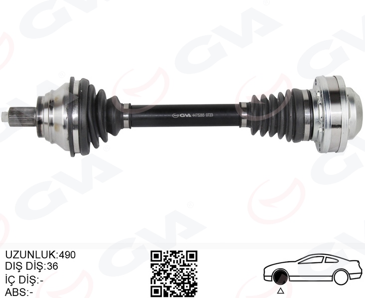GVA 4475285 Komple Aks Ön Sol Golf5-Jetta-Caddy-Passat 1.9 Tdi-2.0 Tdi 04- Bkp-Bkd-Bls-Bkc-Bxe 1.9 Tdi-2.0 Tdi