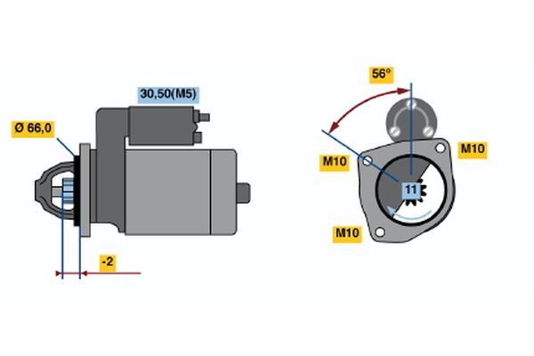 BOSCH 1986S00716 Marş Motoru 12v 11 Dis 1.8kw Jumper-Boxer-Ducato-Berlingo-C4-Xsara-Partner-P205-P206-P306-P307- P406-P407 1.9 D-2.0 Hdi
