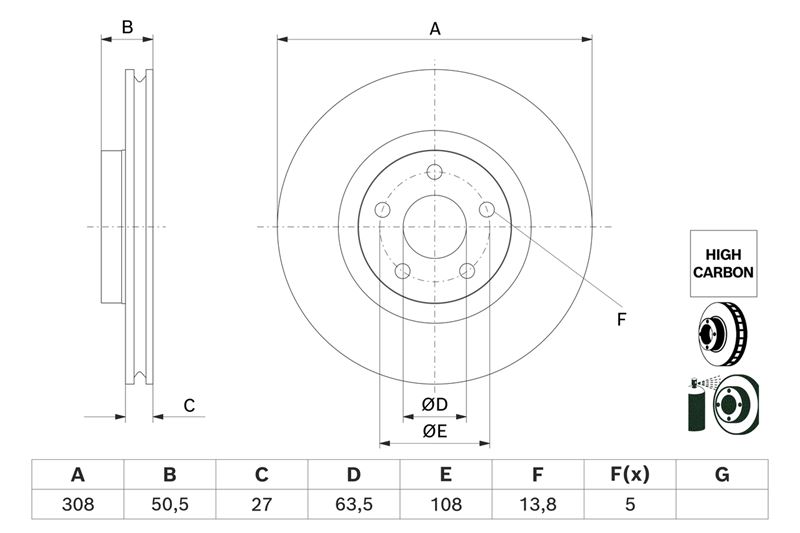 BOSCH 0986479H50 Fren Diski Arka Mercedes W205 S205 C205 A205 C257 W213 C238