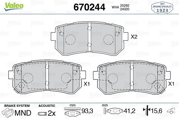 VALEO 670244 Arka Balata Hyundai İx35 1.6-2.0-2.0 4wd 10 > Kia Cerato Ii 2.0-1.6 Cvvt-2.0 Gdi 10 >