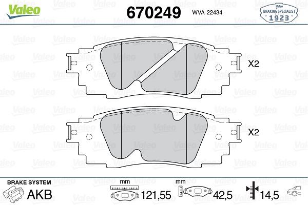VALEO 670249 Arka Fren Balata Toyota Corolla Cross 1.8l 2zr-Fxe Hybrid Zvg12 19->
