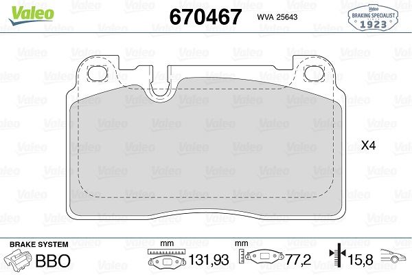 VALEO 9001409 Ön Disk Fren Balatasi Audi Q5 2.0d 05/13> Audi Q5 Quattro 2.0/2.0d/3.0d 06/12> Fte Kirmizi Kutu
