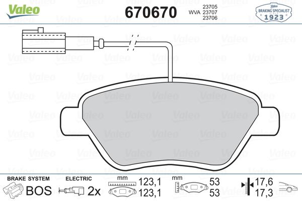 VALEO 670670 Ön Balata Fişli Linea-Punto-Albea 1.3 02 > Idea 1.3 Jtd-1.4-1.2 16v 04 >