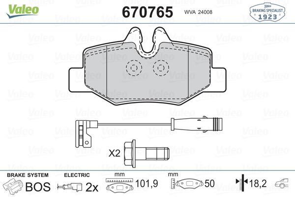 VALEO 670765 Fren Balatasi Arka Mercedes Vito W639