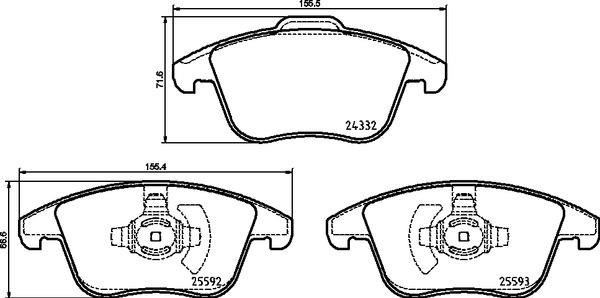 VALEO 671095 Ön Disk Fren Balatasi Ford Mondeo 1.0/1.5/1.5d/2.0/2.0d 09/14>