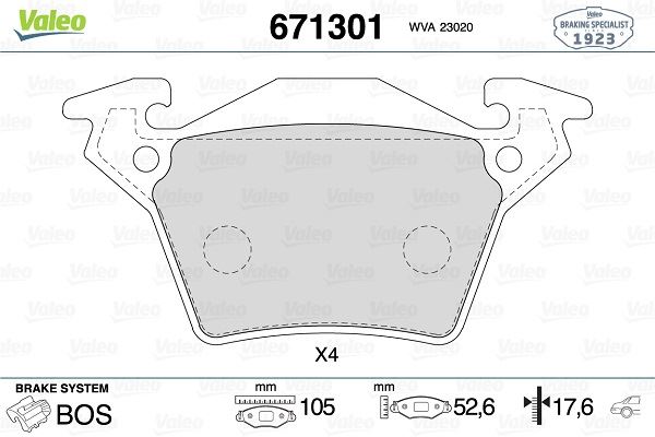 VALEO 671301 Fren Balatasi Arka Mercedes Vito W638