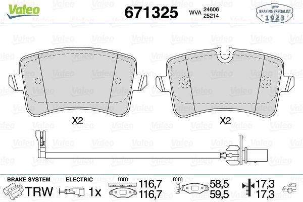 VALEO 671325 Arka Balata Audi A4 R84 12 >A5 13 >A6 11 > A7 14 > Q5 12 > 2.0tdi 3.0tdi Porsche Macan 14 >