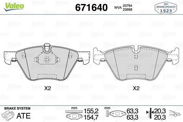 VALEO 671640 Fren Balatasi On Bmw E60 E61 E90 E91 E92 E93 E84 E89