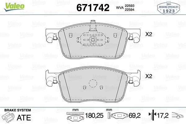VALEO 671742 Ön Fren Balatasi Fiat Scudo 23> Zafira Life 19> Vivaro C 19> Jumpy Iii 16> Expert 16> Toyota Proace 16> 304 Mm