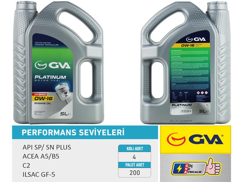 GVA 9920855 Motor Yaği 5 Lt 0w16 Tam Sentetik Api Sp / Sn-Plus Ilsac Gf-6b Hibrit Araclar Icin