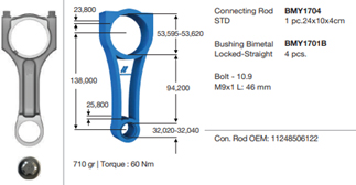 BMY-1704 Piston Kolu ( Bmw  N57d30, N57s / F10-F01-F02-E70-F15-E71-F16 )