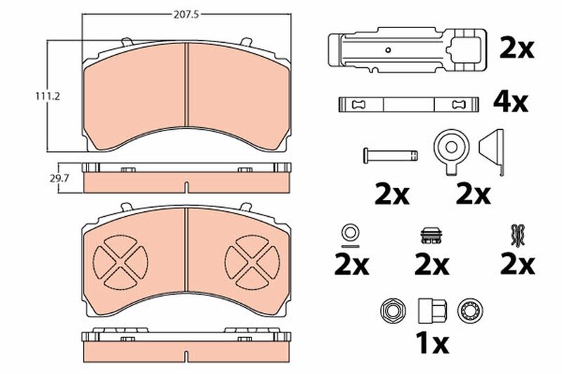 TRW GDB5110 Disk Balata Arka Man- Mercedes-Benz Man Tgs I Mercedes-Benz Actros 1824-1863-Actros 2024-2063-Actros 2424-2463-Actros 2524-2563-Actros 2624-2665-Actros 3231-3339-Actros 3340-3939-Actros 4036-4844-Actr