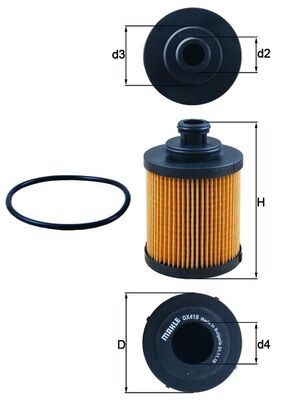MAHLE OX418D Yağ Filtresi Opel Astra H-Corsa C-Corsa D-Combo-Meriva A-Agila 1.3 Cdti 500 Albea Doblo Fiorino Pu Nto Idea Linea Panda 07> Mito 09>15 Ypsilon 03>12 1.3 Mtj