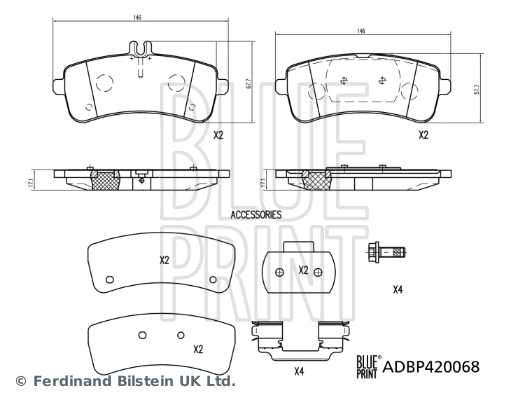 BLUEPRINT ADBP420068 Fren Balatasi Takimi Montaj Malzemesi Olan