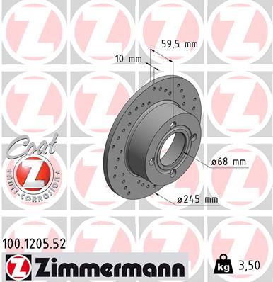ZIMMERMANN 100.1205.52 Fren Diski Delikli 986478019-Df1526