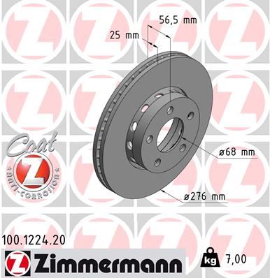 ZIMMERMANN 100.1224.20 Fren Diski 808c-B4 -80 Avant8c-B4 -Coupe89-8b Df2692