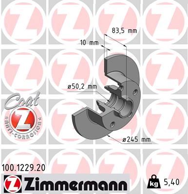 ZIMMERMANN 100.1229.20 Fren Diski Arka A4 1994-2001 986478759-Df2771