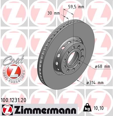 ZIMMERMANN 100.1231.20 Fren Diski. Ön. 314 /30-28 Mm . Hava Kanalli. Yüksek Karbon Alaşimli 986478617-Df4125s