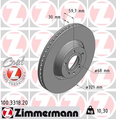 ZIMMERMANN 100.3318.20 Fren Diski Ön Audi A6-A8 2005-2011