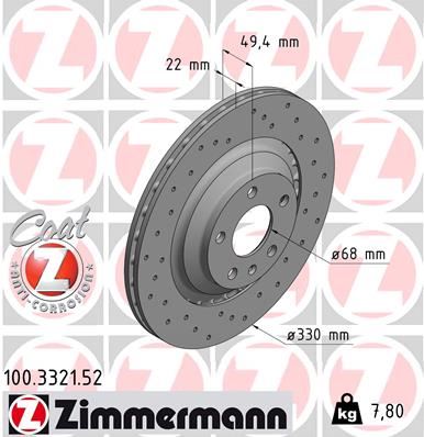 ZIMMERMANN 100.3321.52 Arka Fren Aynasi A6 2.0tfsi-Tdi-2.4-2.8fsi-2.7tdi-3.0tfsi-Tdi-3.2fsi-4.2fsi 04-11 1kw- 2ee-2e Delikli -986479299-986479c64-Df4818s