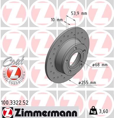 ZIMMERMANN 100.3322.52 Arka Fren Aynasi A6 1.8t-2.4-2.8-2.5tdi Quattro 97-05 Delikli 986478704-Df4126