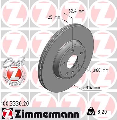 ZIMMERMANN 100.3330.20 Ön Fren Aynasi Havali A4 8ec 2.0 Tdi 06- A4 8k2 A4 Avant 8k5 1.8 Tfsi/1.8 Tfsi Quattro/2.0 Tfsi/2.0 986479467-Df4866s